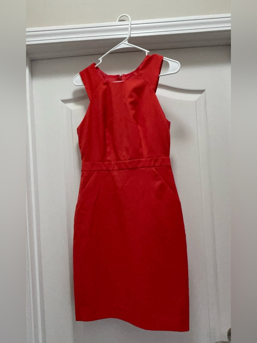J. Crew Red Sleeveless Wool Midi Sheath Dress Size 2